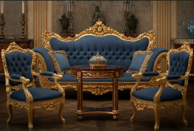 Catherine the Great furniture reflects a transition from the elaborate Rococo designs popular in the mid-18th century to the cleaner