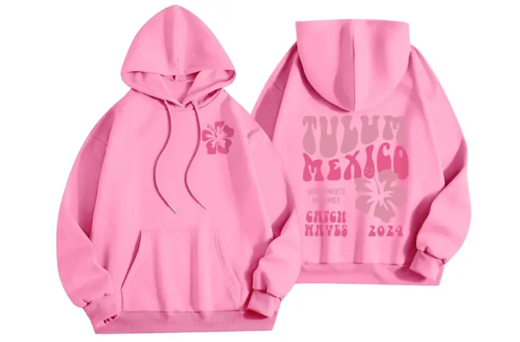 Pink Palm Puff Hoodies